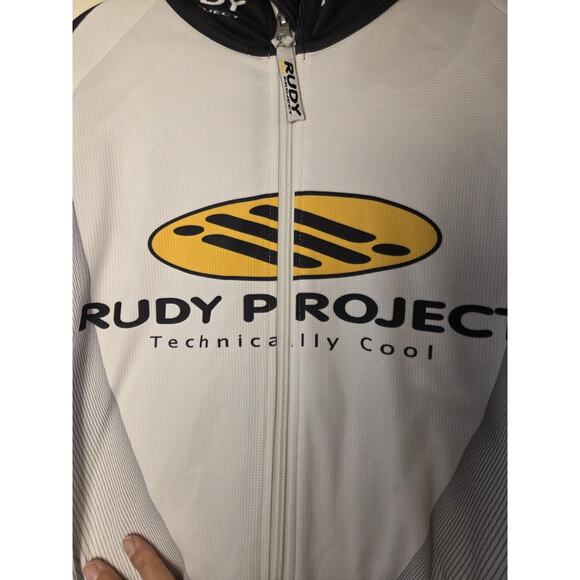 Mens Rudy Project Cycling Jersey Mens Size M White + Black Long Sleeve Zip Up - Picture 2 of 12
